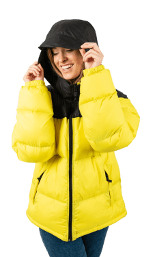 ecoon apparel jacket lisboa short unisex sustainable clothing recyclable premium yellow eco281322_a KRN glasses 