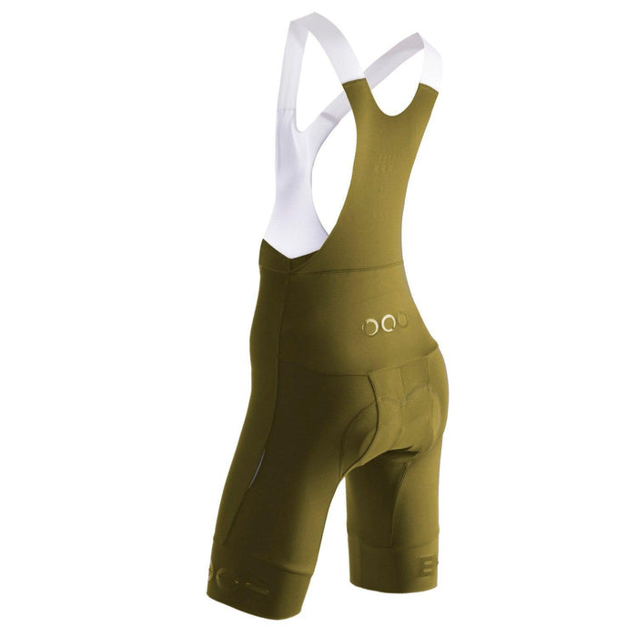 ecoon apparel cycling bibshort megeve women sustainable clothing recyclable premium khaki KRN glasses 
