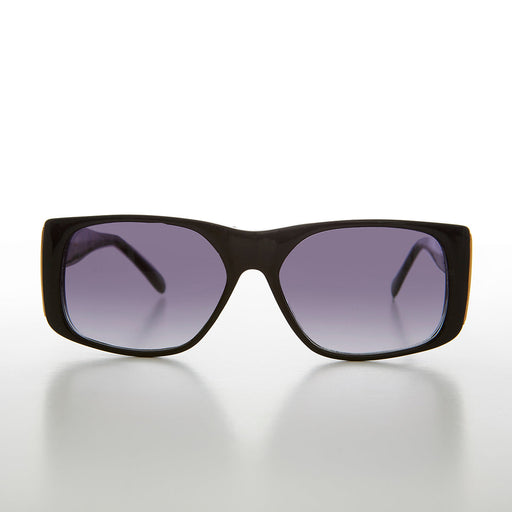 image of sunglasses model SUNGLASS MUSEUM Square Block Sunglass with Gold Rim Accents  - Efren