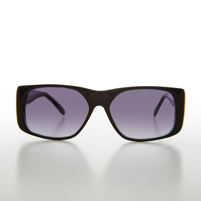 image of sunglasses model SUNGLASS MUSEUM Square Block Sunglass with Gold Rim Accents  - Efren