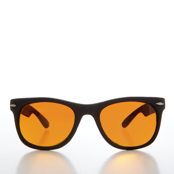 80s Classic Horn Rim Sunglass with Orange Lens - Elmer