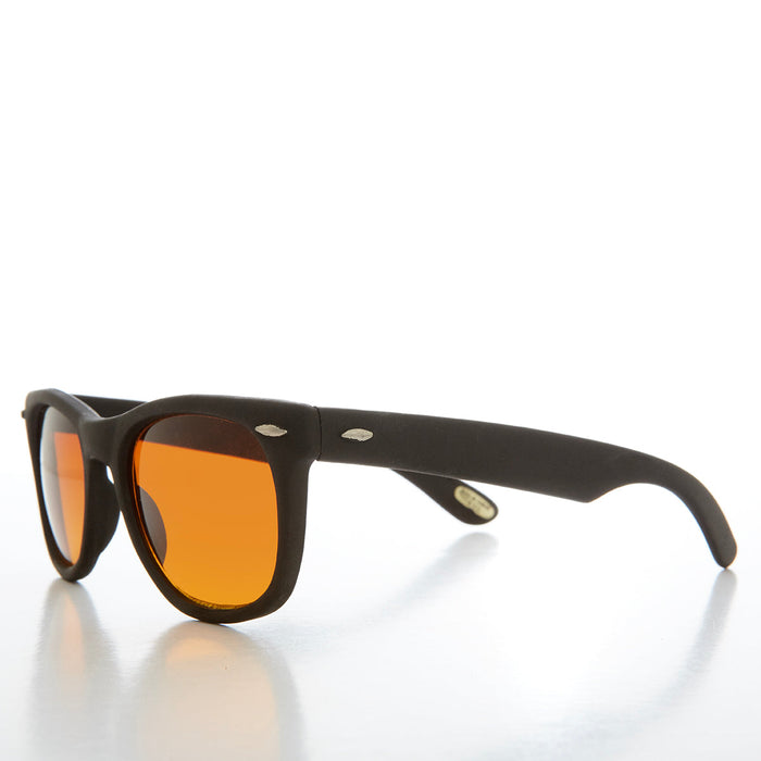 80s Classic Horn Rim Sunglass with Orange Lens - Elmer