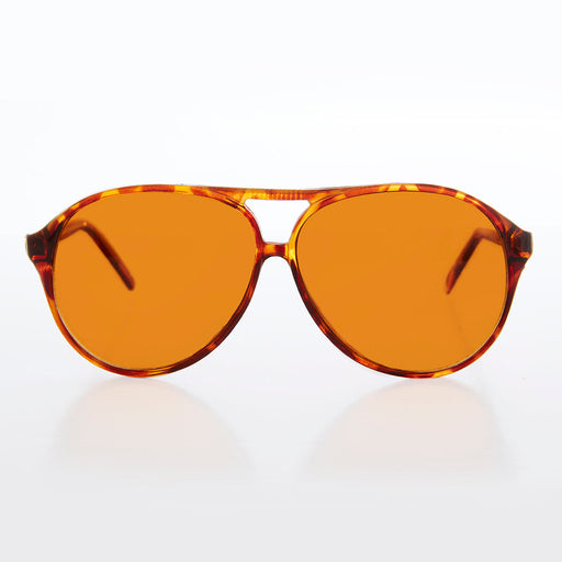image of sunglasses model SUNGLASS MUSEUM Simple Aviator Sunglass with Amber Lens - Exec