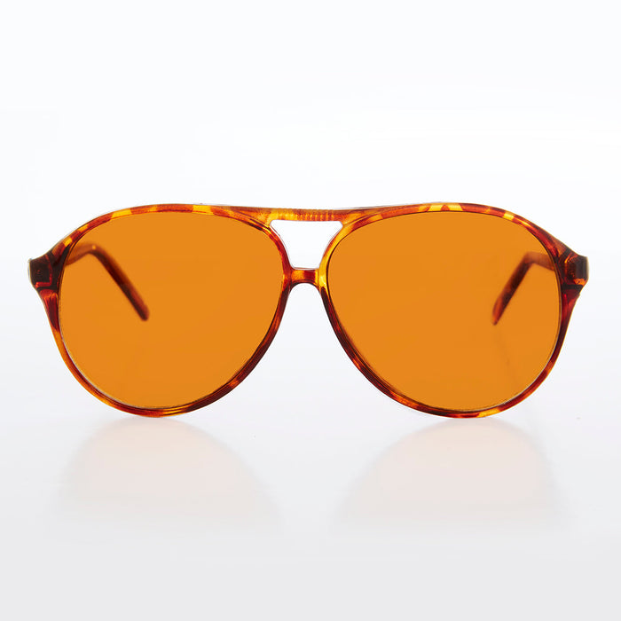 image of sunglasses model SUNGLASS MUSEUM Simple Aviator Sunglass with Amber Lens - Exec
