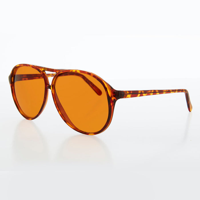 image of sunglasses model SUNGLASS MUSEUM Simple Aviator Sunglass with Amber Lens - Exec