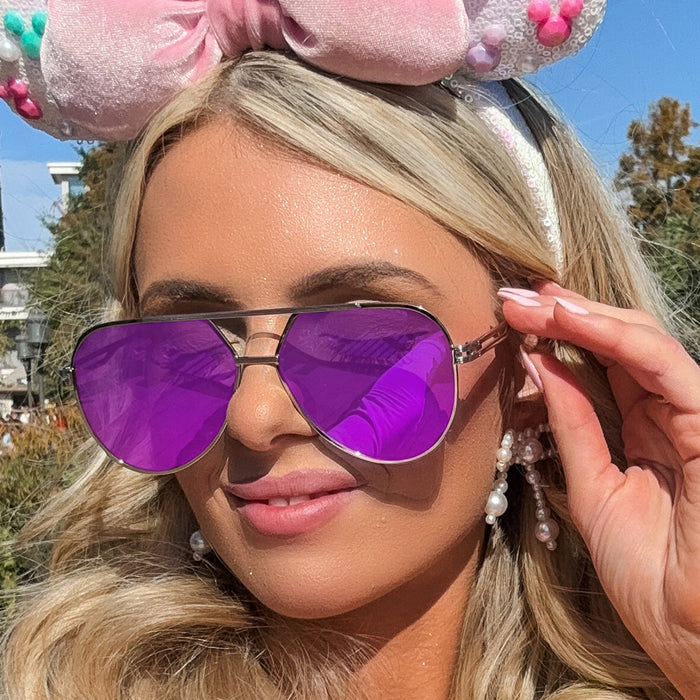 TOPFOXX Sunglasses Untangled x Emily- Tangle Free - Mirrored Purple Aviator Sunglasses