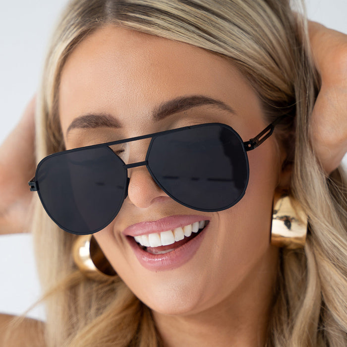 TOPFOXX Sunglasses Untangled x Emily - Tangle Free - Black Aviator Sunglasses