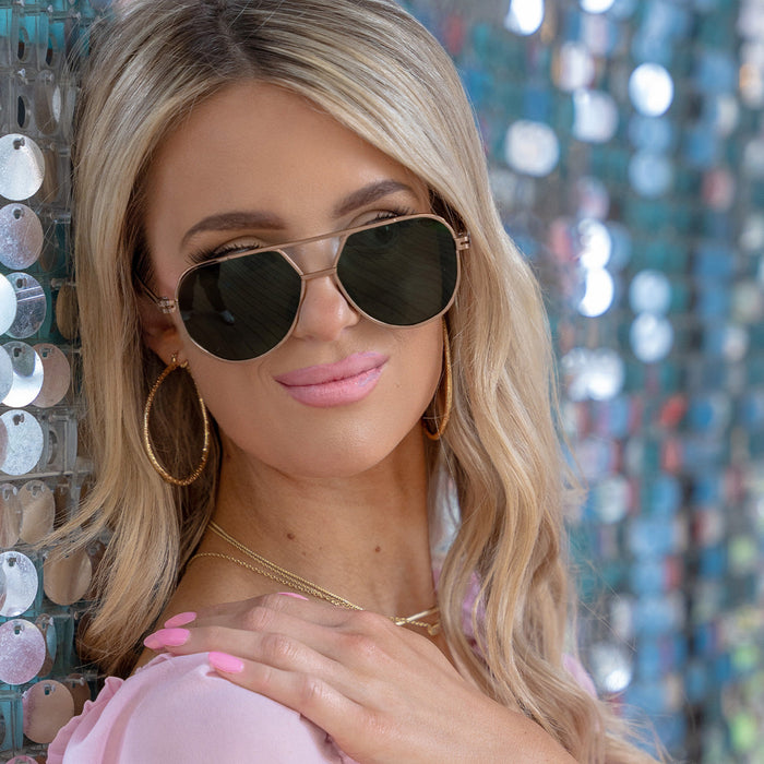 TOPFOXX Sunglasses Untangled x Emily - Tangle Free - Olive Aviator Sunglasses