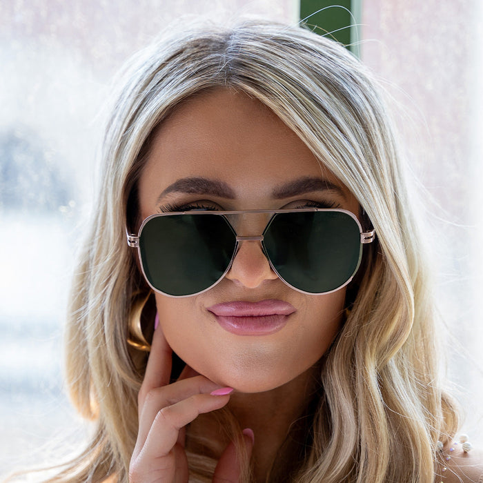TOPFOXX Sunglasses Untangled x Emily - Tangle Free - Olive Aviator Sunglasses