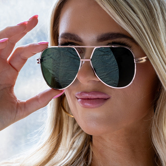 TOPFOXX Sunglasses Untangled x Emily - Tangle Free - Olive Aviator Sunglasses