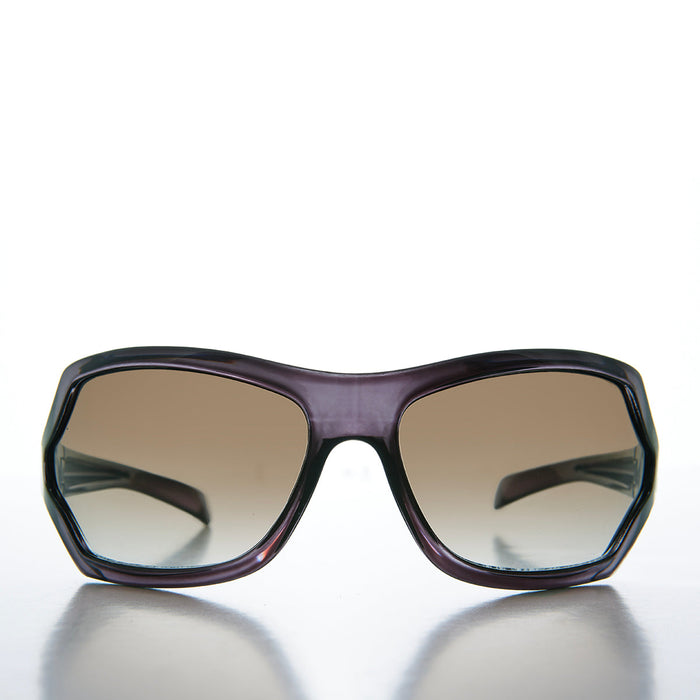 90s Mod Curved Wrap Sleek Sunglasses - Falco