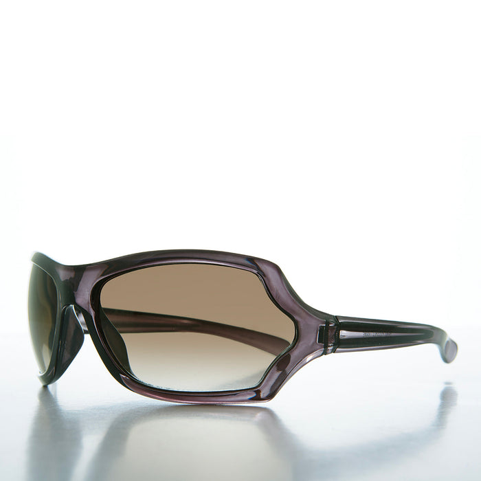 90s Mod Curved Wrap Sleek Sunglasses - Falco