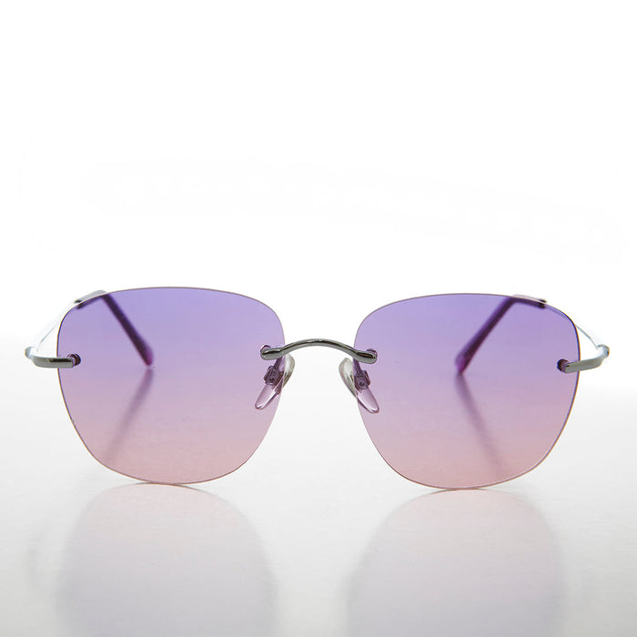 SUNGLASS MUSEUM Rimless Ocean Colored Lens Women's Sunglass - Fancy
