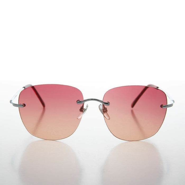 SUNGLASS MUSEUM Rimless Ocean Colored Lens Women's Sunglass - Fancy