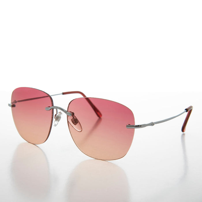 SUNGLASS MUSEUM Rimless Ocean Colored Lens Women's Sunglass - Fancy