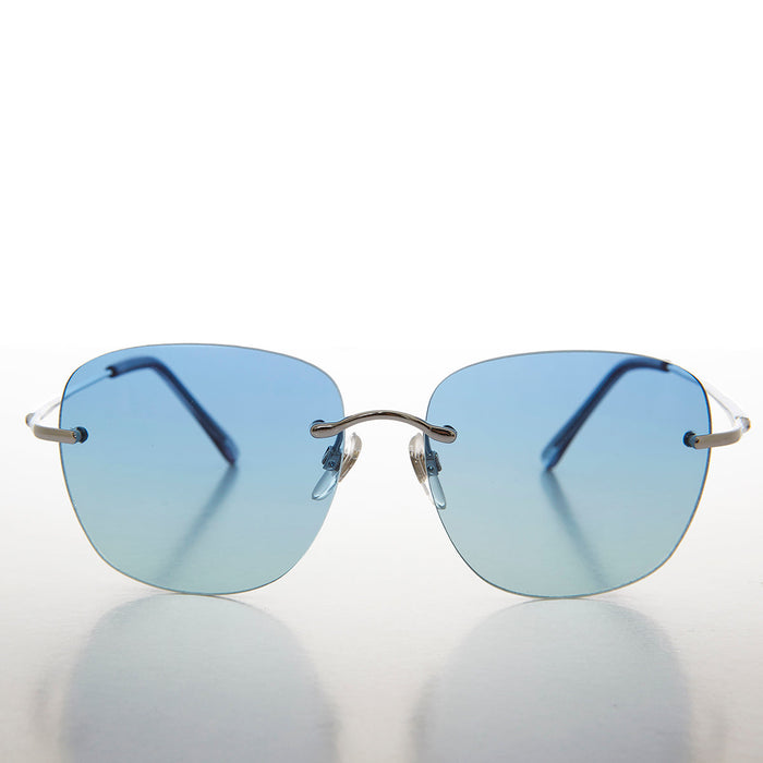 SUNGLASS MUSEUM Rimless Ocean Colored Lens Women's Sunglass - Fancy