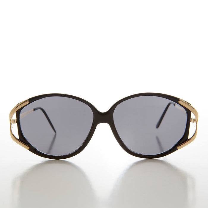 image of sunglasses model SUNGLASS MUSEUM Large Women's Vintage Sunglass with Gold Accents - Fern