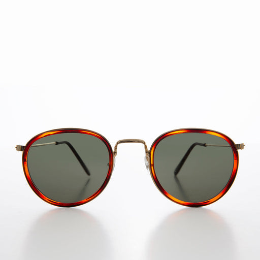image of sunglasses model SUNGLASS MUSEUM Round Gold Tortoise Rim Sunglass - Fraiser