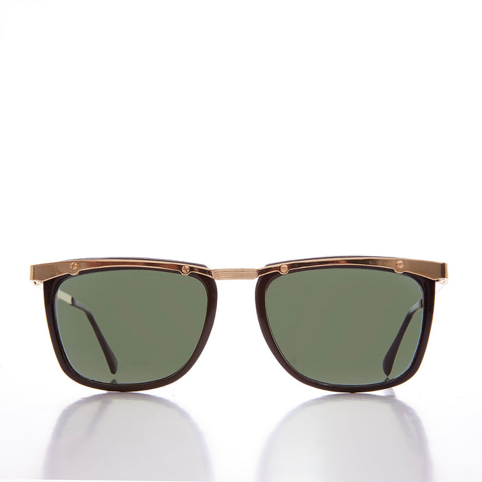 90s Unique Gold Brow Squared Sunglass - Francois