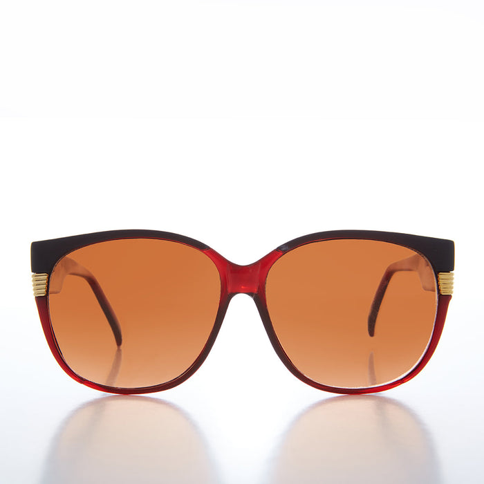 SUNGLASS MUSEUM Women's Large Vintage Sunglass With Copper Lens - Frieda