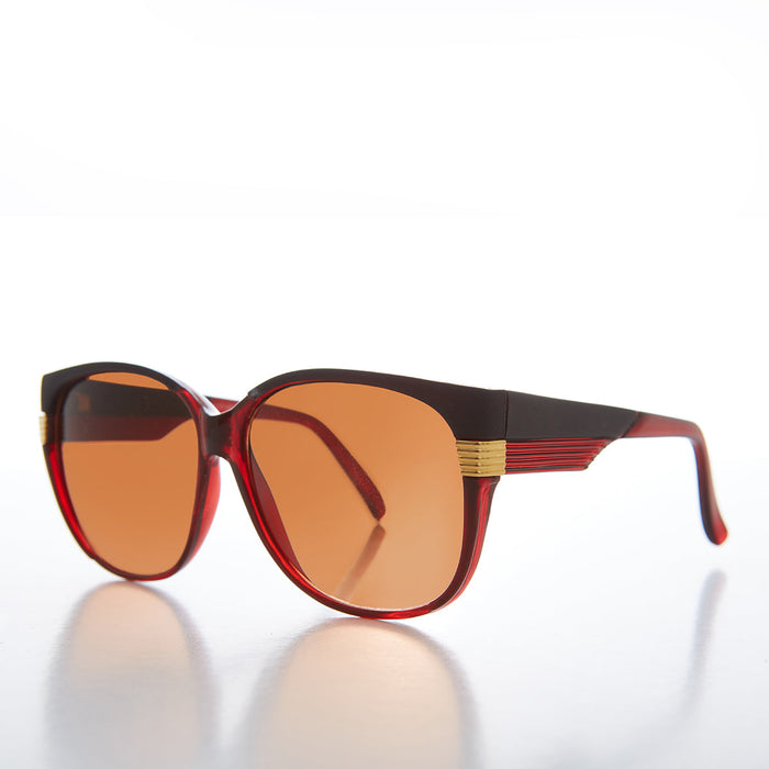 SUNGLASS MUSEUM Women's Large Vintage Sunglass With Copper Lens - Frieda