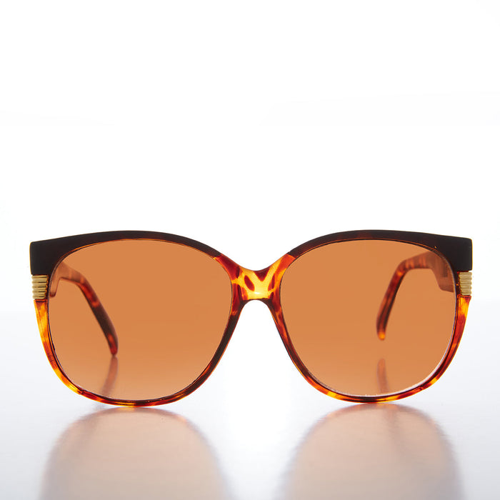 SUNGLASS MUSEUM Women's Large Vintage Sunglass With Copper Lens - Frieda