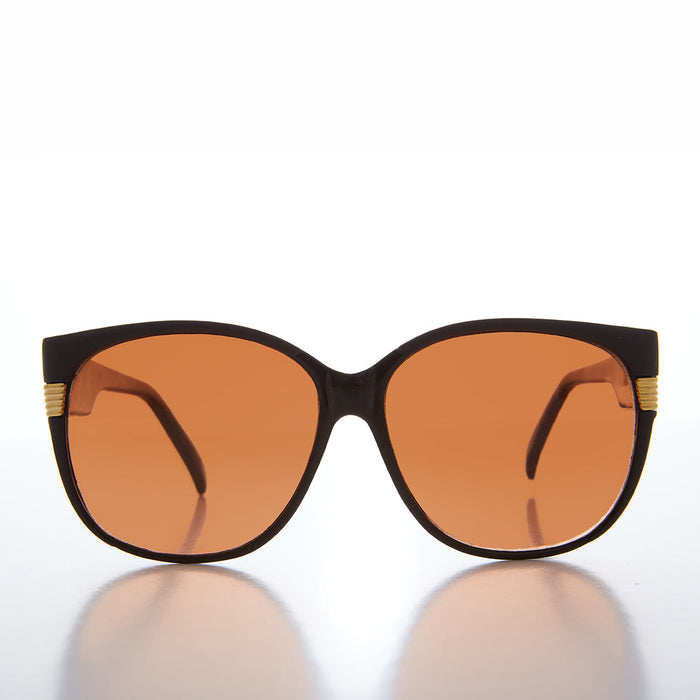 SUNGLASS MUSEUM Women's Large Vintage Sunglass With Copper Lens - Frieda