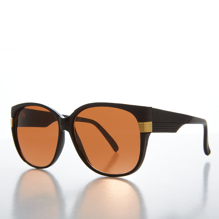 SUNGLASS MUSEUM Women's Large Vintage Sunglass With Copper Lens - Frieda