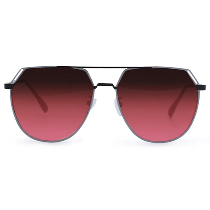 TOPFOXX Sunglasses Farrah - Black Frame Ruby Lens Square Aviator Sunglasses