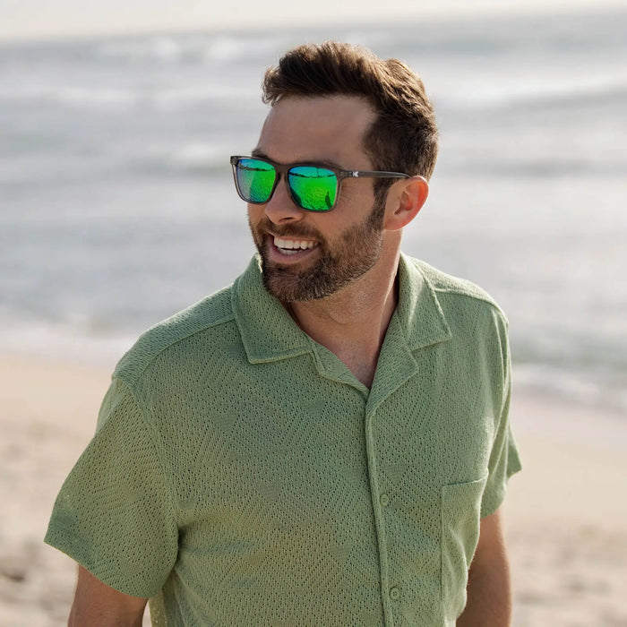 image of sunglasses model Knockaround Clear Grey / Green Moonshine Fast Lanes Sport