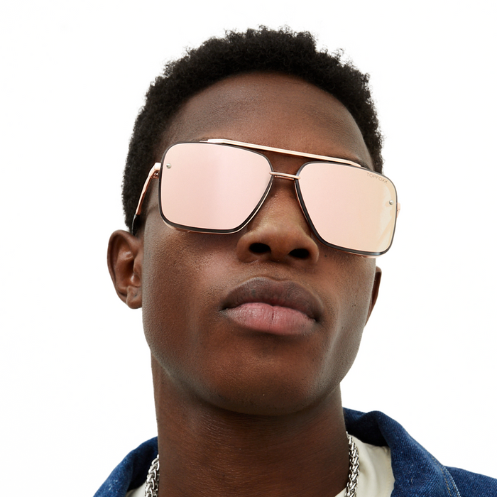 TOPFOXX Sunglasses Bella -Tangle Free- Rose Gold Oversized Squared Aviators