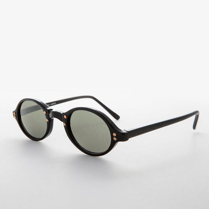 image of sunglasses model SUNGLASS MUSEUM Small Oval Vintage Sunglass with Gold Studs - Harley