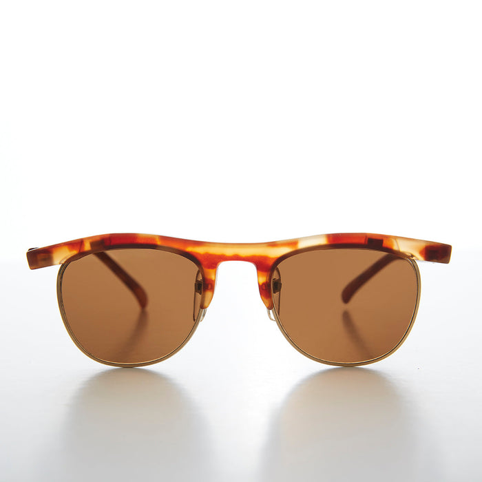 SUNGLASS MUSEUM Horn Rim Half Frame Hipster Vintage Sunglass - Havana
