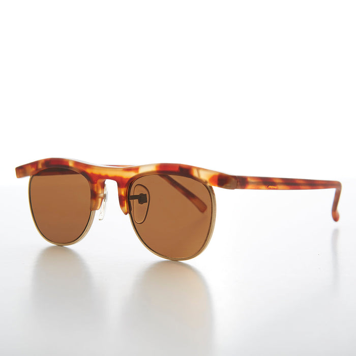 SUNGLASS MUSEUM Horn Rim Half Frame Hipster Vintage Sunglass - Havana