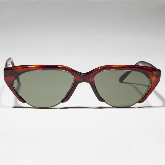 SUNGLASS MUSEUM Punk Goth Semi-Rimless Half Frame Polygon Vintage Sunglass - Hazel