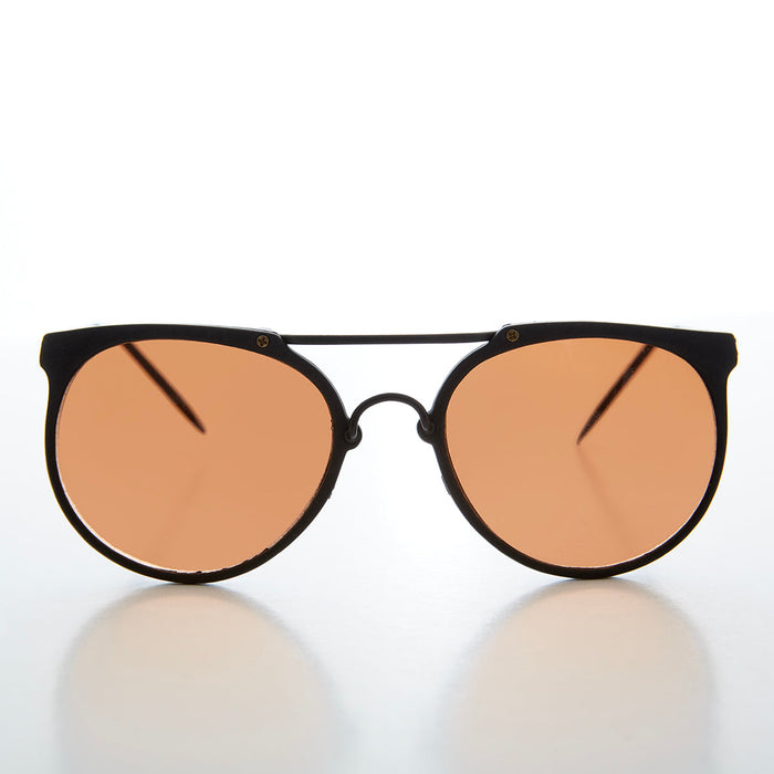 image of sunglasses model SUNGLASS MUSEUM Round Aviator Sunglasses with Copper Lens - Hinkle