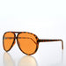 image of sunglasses model SUNGLASS MUSEUM Simple Amber Polarized Lens Aviator - Homer