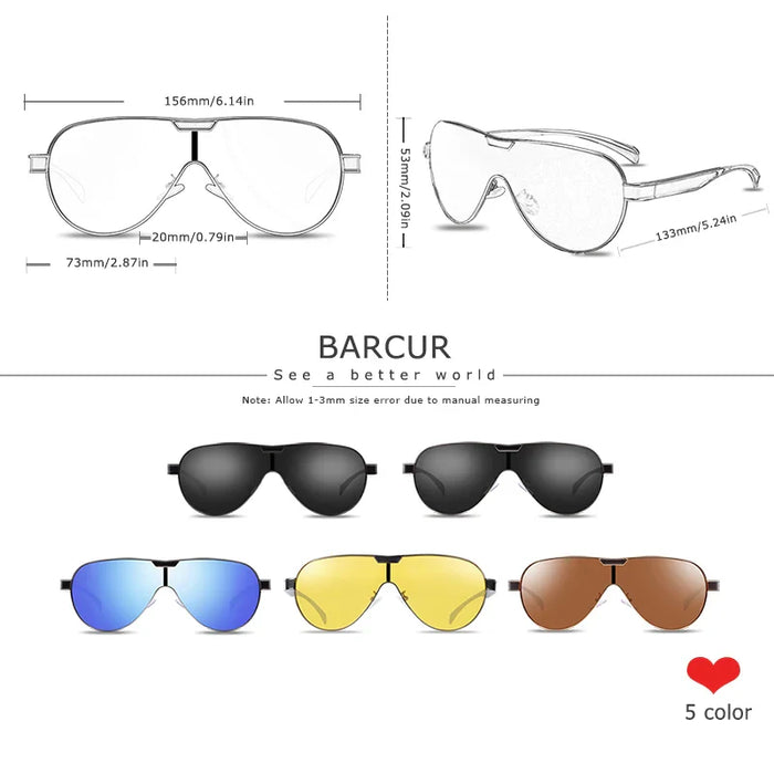 BARCUR Men's Polarized Sunglasses Special-Shaped