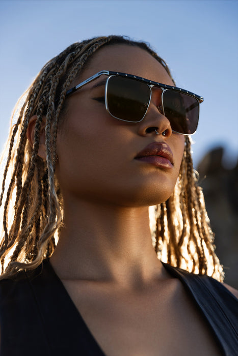 image of sunglasses model SAINT OWEN SAINT OWEN Sunglasses PHOENIX Black | Grey | Silver Studs