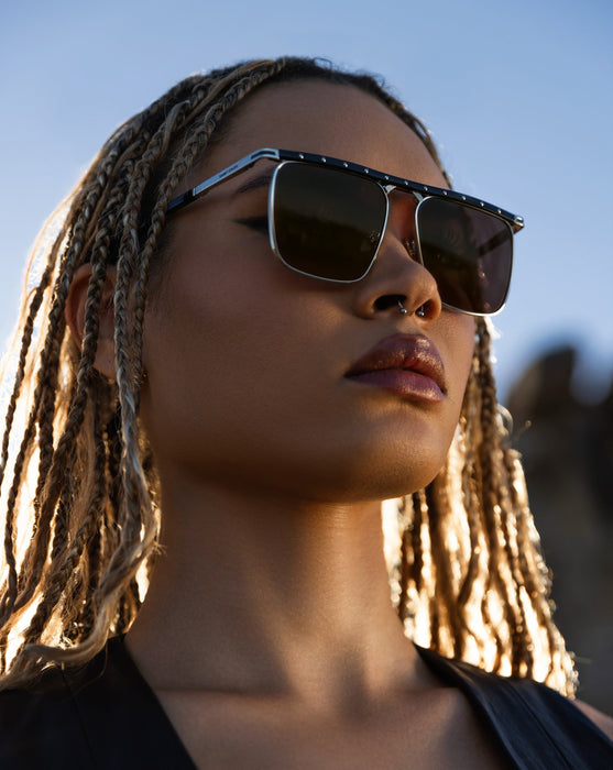 SAINT OWEN Sunglasses PHOENIX Black | Grey | Silver Studs