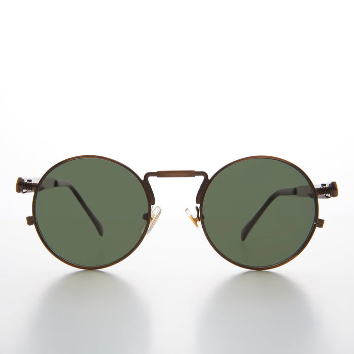 image of sunglasses model SUNGLASS MUSEUM Round Bronze Metal Goth Steampunk Sunglass - Ivan 3