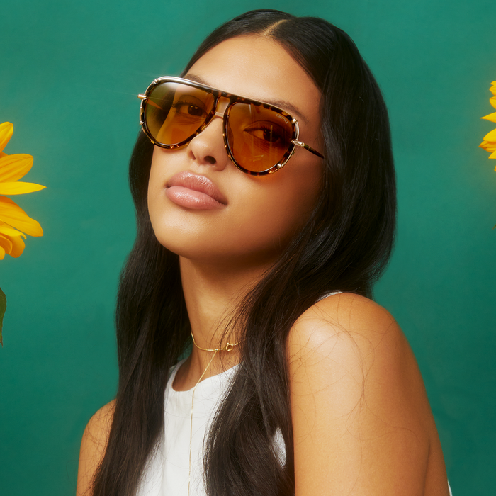 TOPFOXX Sunglasses Ivy Luxe - Yellow Tangle-Free Round Aviator Sunglasses
