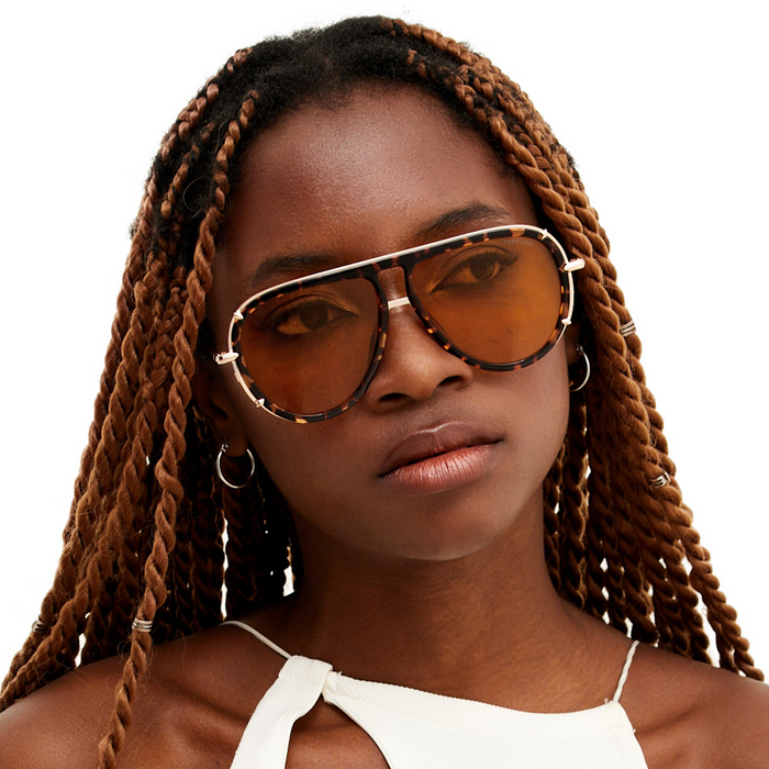 TOPFOXX Sunglasses Ivy Luxe - Yellow Tangle-Free Round Aviator Sunglasses