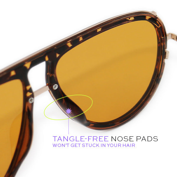 TOPFOXX Sunglasses Ivy Luxe - Yellow Tangle-Free Round Aviator Sunglasses
