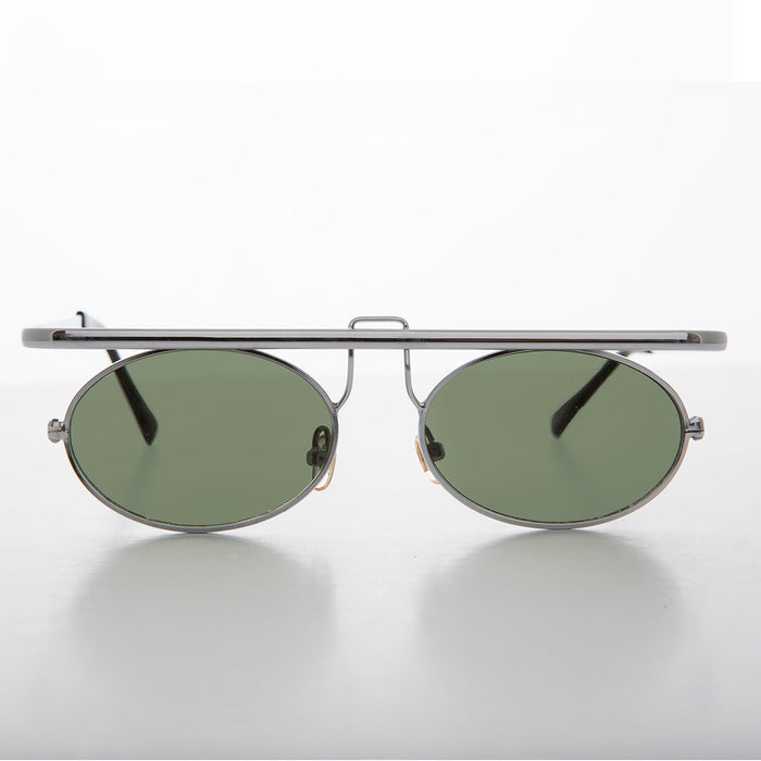 SUNGLASS MUSEUM Cyberpunk Goth Vintage Flat Top Oval Sunglass - Jenkins