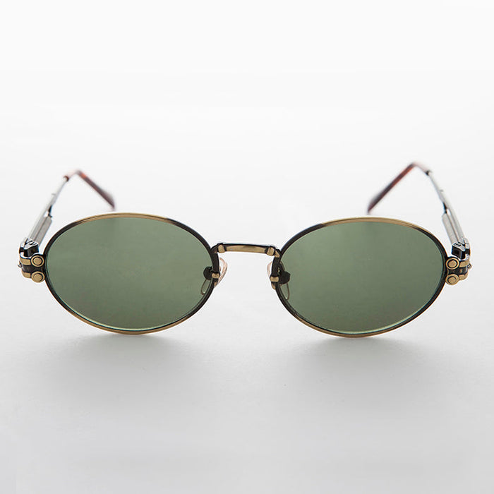 SUNGLASS MUSEUM Spring Temple Oval Steampunk Vintage Sunglass - Jeter