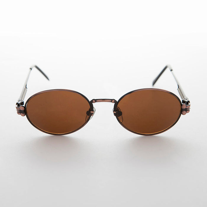 SUNGLASS MUSEUM Spring Temple Oval Steampunk Vintage Sunglass - Jeter
