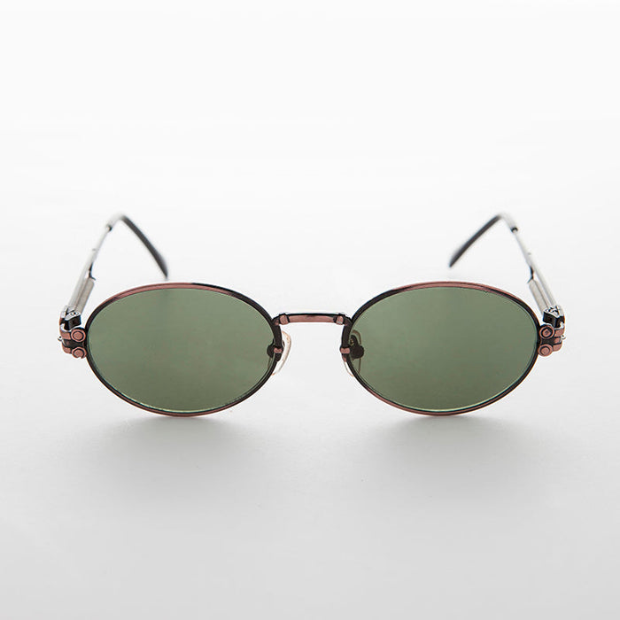 SUNGLASS MUSEUM Spring Temple Oval Steampunk Vintage Sunglass - Jeter