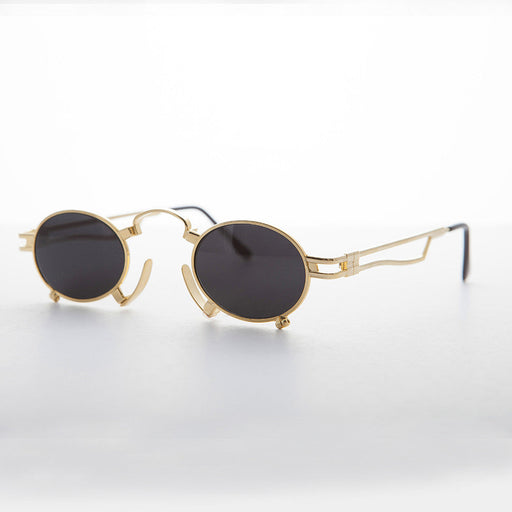 image of sunglasses model SUNGLASS MUSEUM Rare Vintage Steampunk Sunglass with Metal Nose Piece - Jules