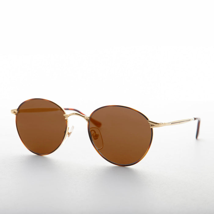 image of sunglasses model SUNGLASS MUSEUM Gold Round Preppy Classic Metal Vintage Sunglass - Kelsey